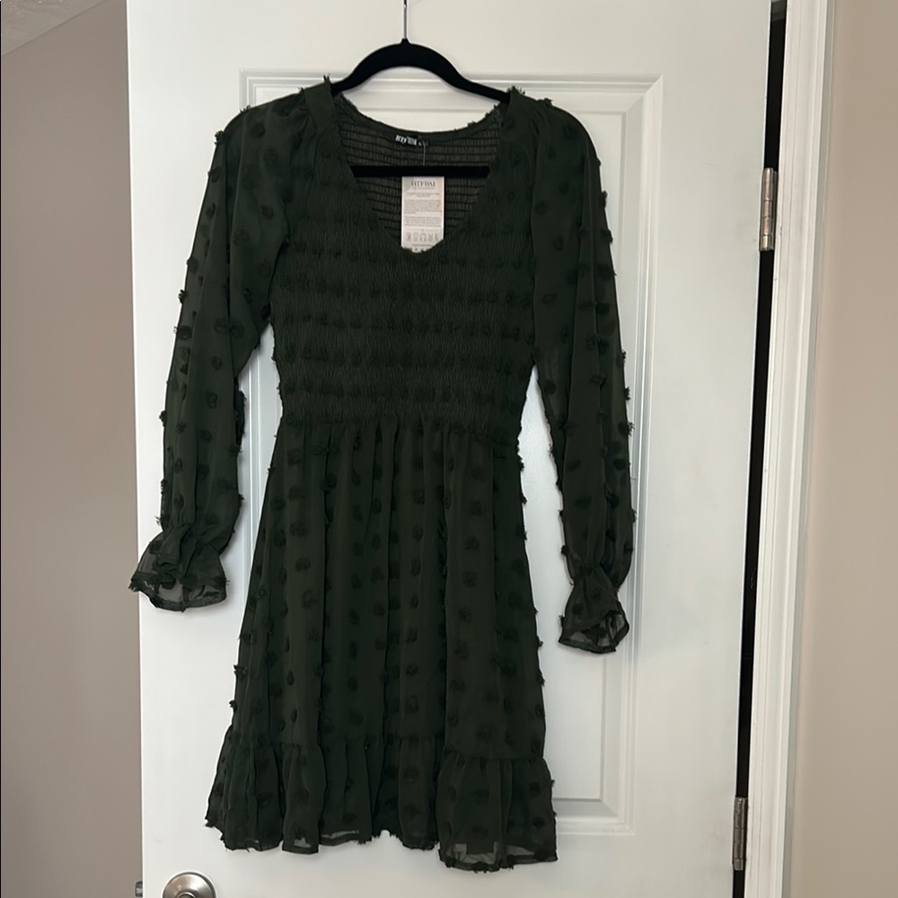 Textured Olive Green Blouse